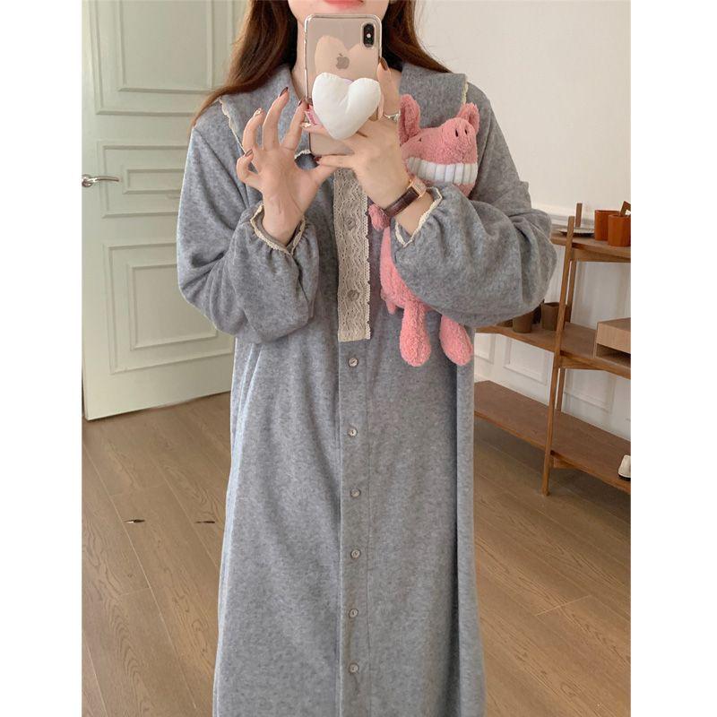 Кружевная ночная сорочка для беременных на весну и осень - Женская милая и свободная пижама, больших размеров, для ношения дома или на улице