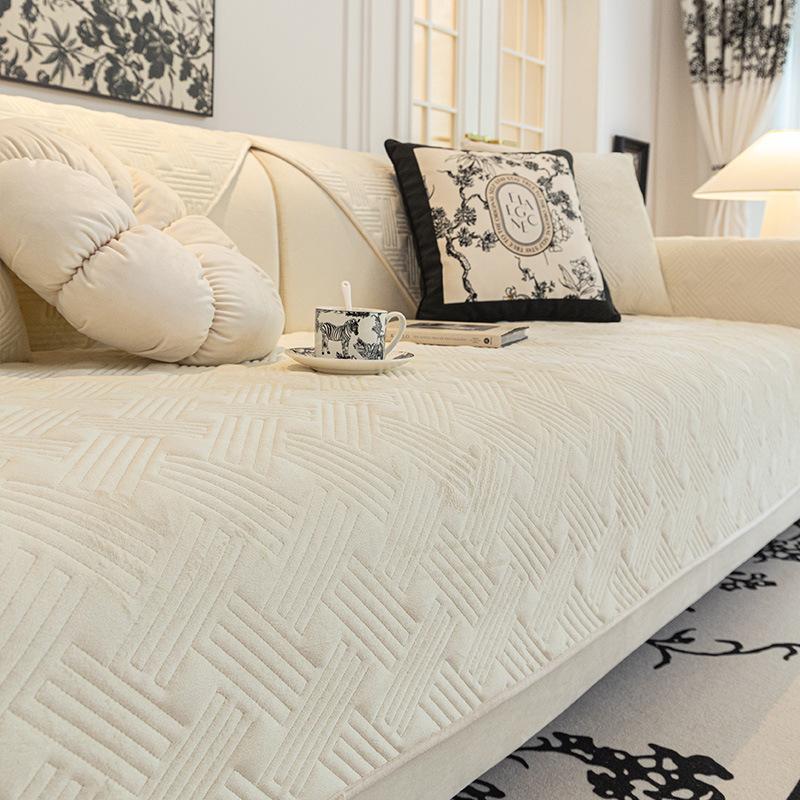 Подушка для дивана из ткани, высококачественные утолщенные нескользящие подушки для сидений, короткий плюшевый чехол для дивана в кремовом стиле