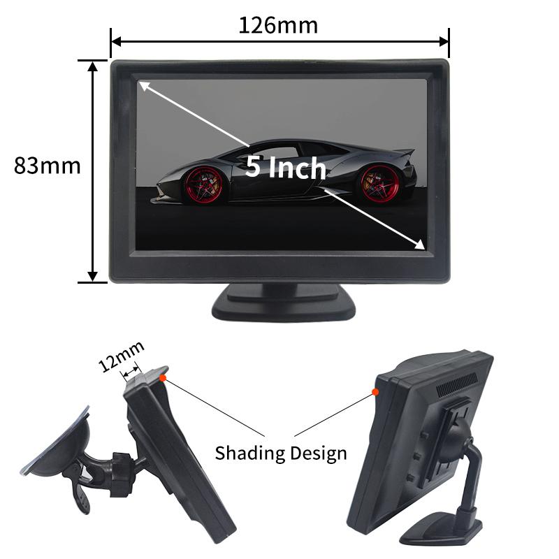 Hippcron 5-дюймовый автомобильный монитор TFT LCD 5 дюймов HD Digital 16:9 800*480 Экран 2-сторонний видео вход для камеры заднего вида DVD VCD