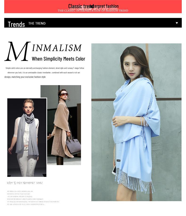 Korean-Style Thickened Imitation Cashmere Scarf: Unisex Long Shawl for Autumn/Winter