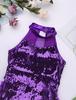Girls Sequins Jazz Latin Ballet Dance Costume Kids Sleeveless Mock Neck Leotard Jumpsuit Dancewear