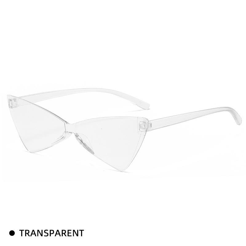 New triangular cat eye sunglasses integrated mirror bow-shaped Internet celebrity female candy-colored street glasses