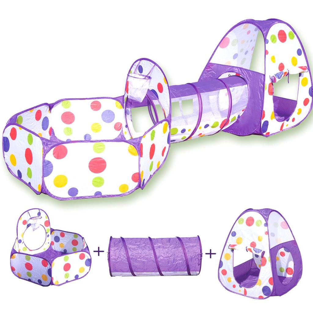 Popular Foldable Children's Tent & Tunnel Playhouse with Basketball and Ocean Ball Pit