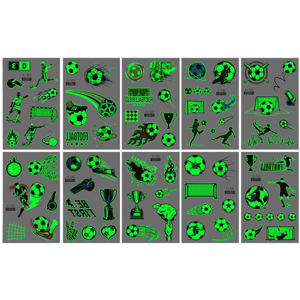 Children's Glow-in-the-Dark Soccer Stickers, Eco-friendly And Safe, European Football Event Party Face Stickers