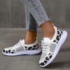 Fashion Women Sneakers for Mesh Breathable Soft Sole Shoes Comfort Lace Up Flat Loafers Fashion Leopard-Print Sport Casual Shoes