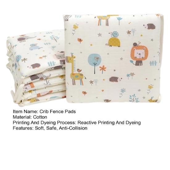 6Pcs Baby Protector Pads Set Soft Safe Anti-Collision Toddler Boy Girl Cotton Crib Fence Pads for Newborn Bedding