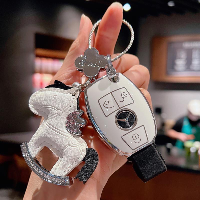 PZQ2 TPU Car Key Case Cover Shell Accessories for Mercedes Benz A B C E GL S GLA GLK CLS Class AMG W204 W205 W212 W463 W176 Keychain