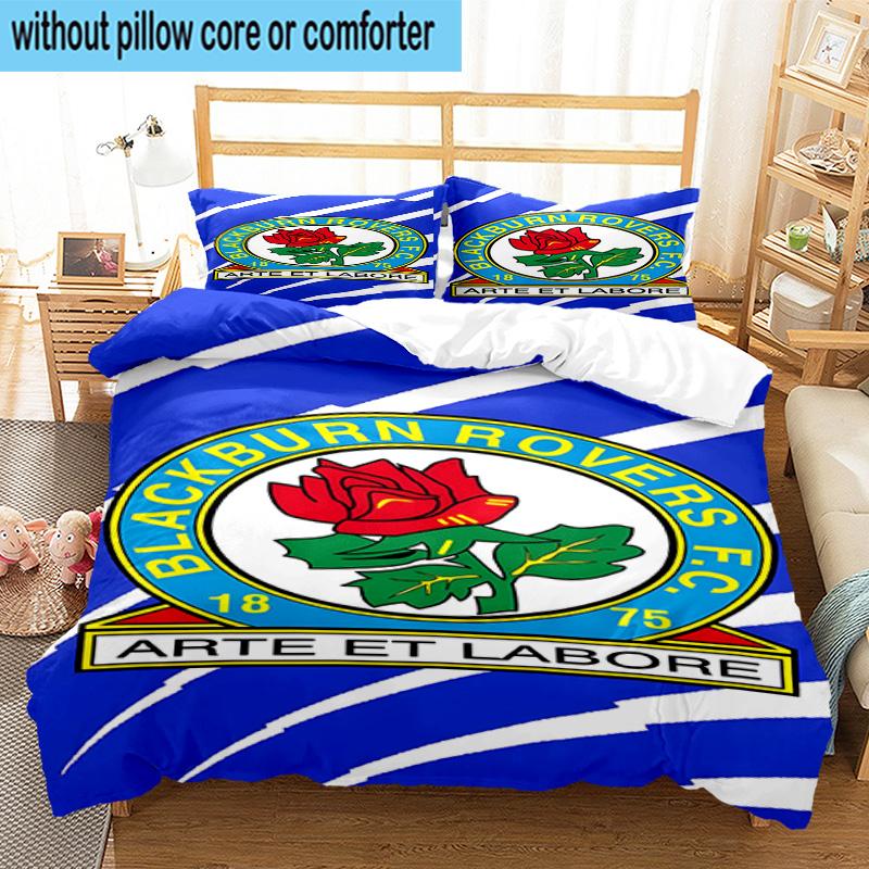 3pcs Blackburn Rovers Crest Football Club Bedding Set Duvet Cover Closure Includes 1 Duvet Cover & 2 Pillowcases Bedding Sets Home Decor Gifts