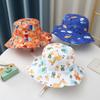 2-4 Years Cartoon Printed Cap Large Brim Kids Fisherman Cap Cartoon Baby Sun Hat  Boy Girl