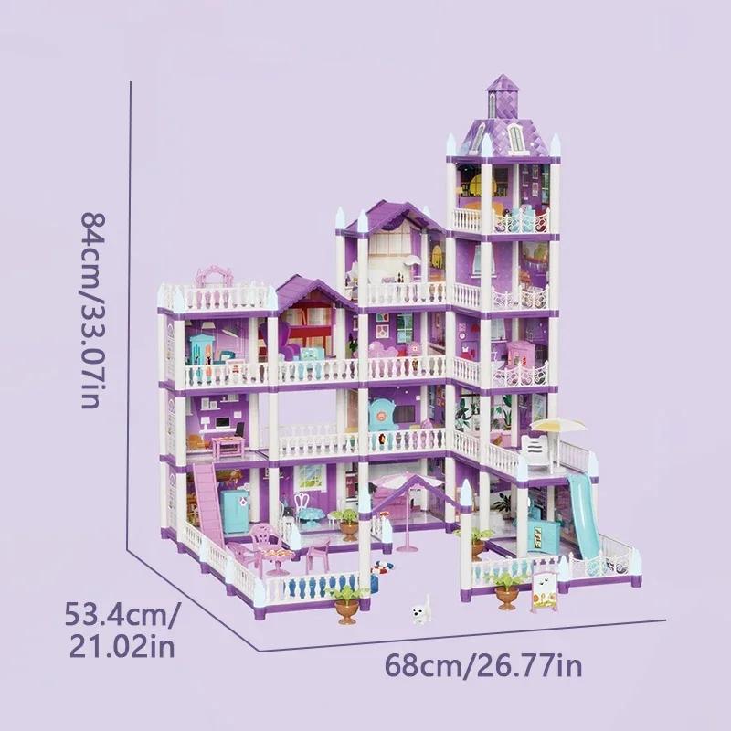 Большой кукольный домик Сборка Вилла Дом 3D Сделай сам Замок Мечты Принцессы Вилла Сборка Набор кукольного домика Игрушка Девочка Игры в семью Игрушка