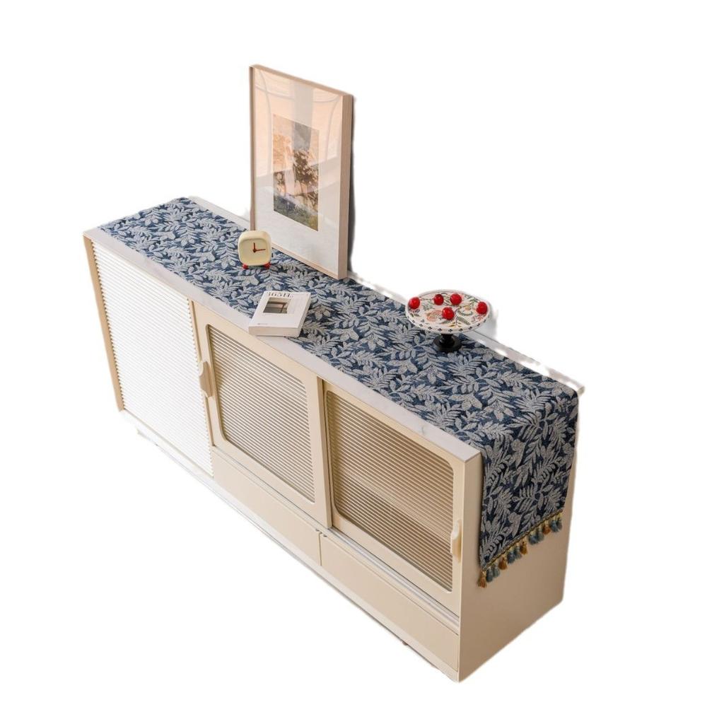 Жаккардовая дорожка для стола с кисточками и синей бахромой из водяной травы, тканевые растения для украшения обеденного стола для домашней вечеринки и фестиваля