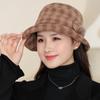 Autumn Winter Leisure Basin Hat for Middle-aged and Elderly Mother's Hats Woolen Checkered Women's Hat Warm Cold Proof Windproof Rolled Edge Hat