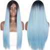 Длинные прямые светло-голубые волосы, синтетический парик для женщин, натуральный парик со средней частью для девочек, натуральный парик из термостойкого волокна