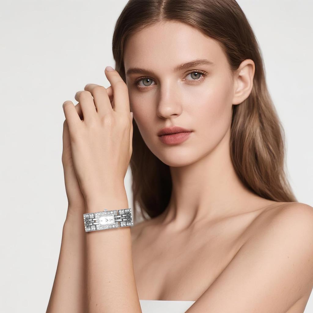 Square Watch for Cute and Alloy Square Fashion Accessory Perfect for Presents Women, Sparkly Analog, Waterproof, Antique, Stylish, Strap, Watch, -