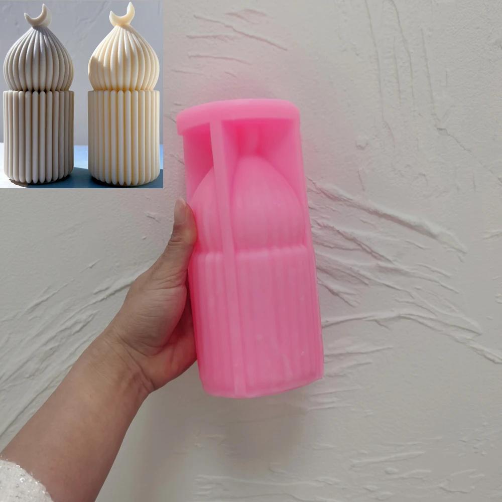 Силиконовая форма для свечи-столба на декор Рамадана, исламская, мусульманская, форма для свечи-столба, соевый воск, форма для украшения Ид Мубарак Рамадан