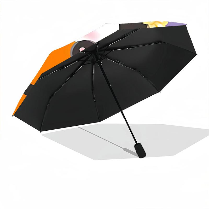1pc Hello Kitty Halloween Pumpkin Jack-o'-Lantern Automatic Opening Folding Umbrella with 8-Bone Iron Frame, Perfect for Outdoor Use, Festive Gifts, T