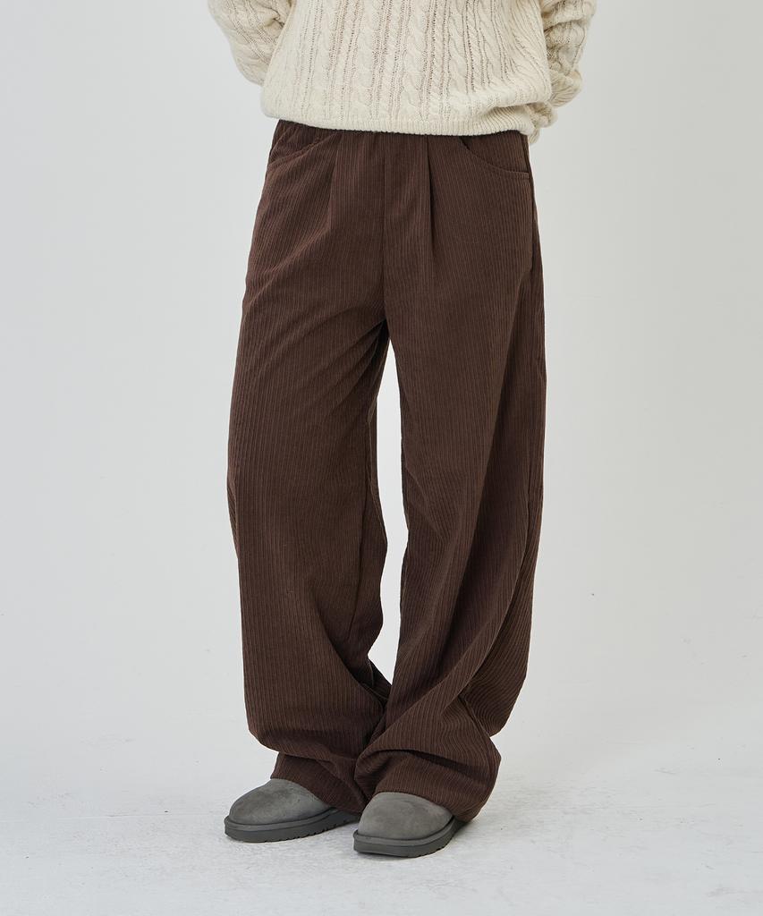 THE-ABON Corduroy Elastic Long Pants Butter