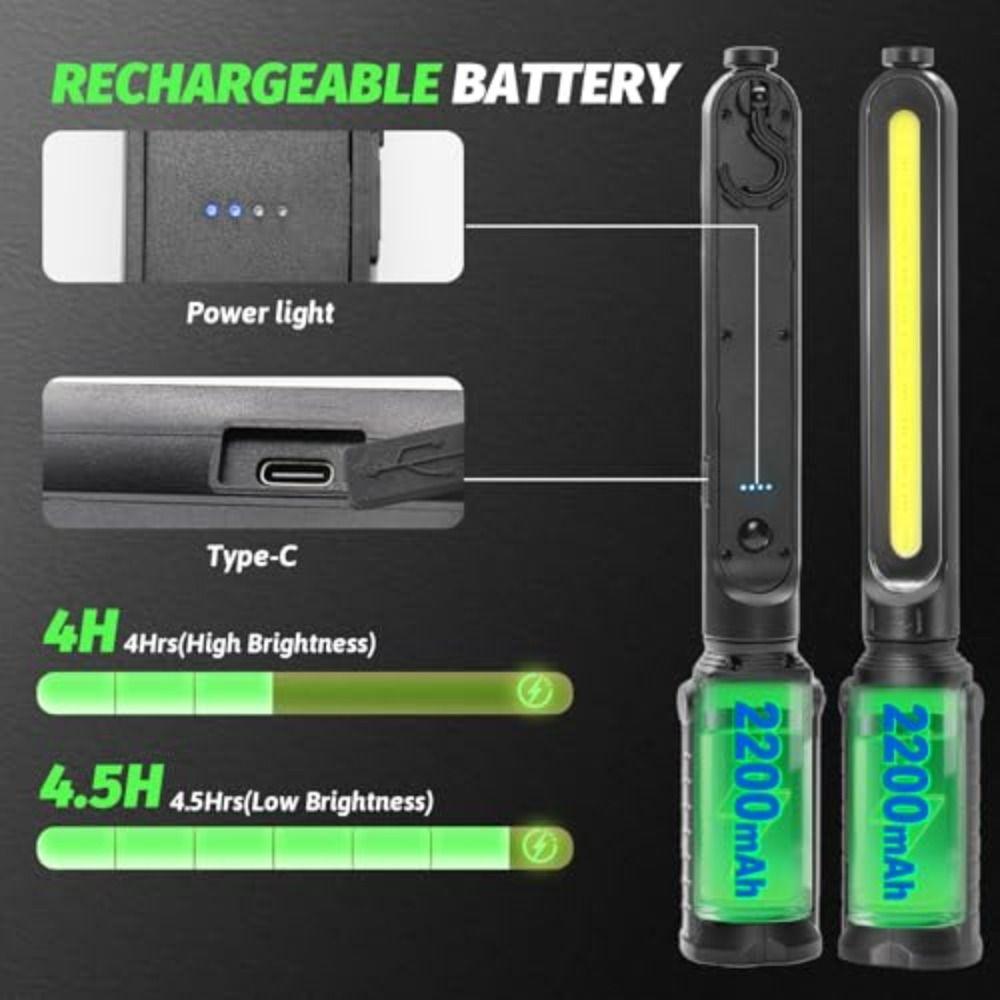 Magnetic Base Work Light Bar 4400mAh Rechargeable COB Charging Light  Maintenance Light