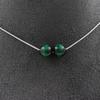 Stones and Minerals. Necklace 2 Green Tiger Eye Beads 8 Mm. Stainless Steel Chain Necklace Women Men. Custom Size