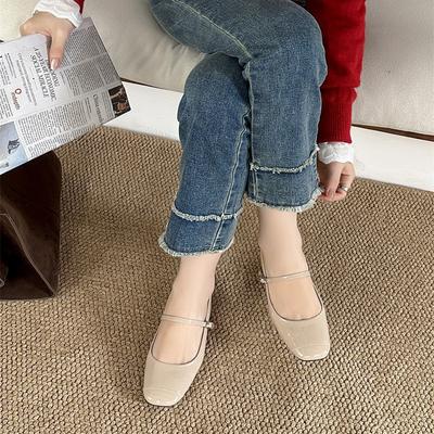 Обувь-лодочки молочного цвета, нишевая, женская, 2025, новая, во французском сказочном стиле, на толстой подошве, на толстом каблуке, комбинированная