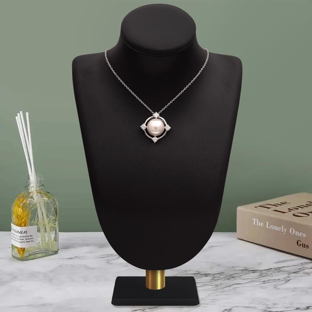 10MM Round Shape Pearl Gemstone 925 Sterling Silver Floating Halo Solitaire Pendant Necklace For Women Jewelry