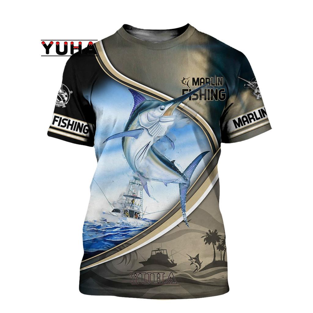 Футболка для глубоководной рыбалки, мужская и женская футболка с 3D принтом для рыбалки, современный модный дизайн, пляжная повседневная футболка с круглым вырезом