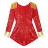Womens Circus Ringmaster Cosplay Bodysuit Long Sleeve Allover Sequin Tail Jumpsuit Halloween Festival Costumes
