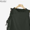ZANZEA Женские повседневные топы без рукавов с круглым вырезом, однотонные, летние