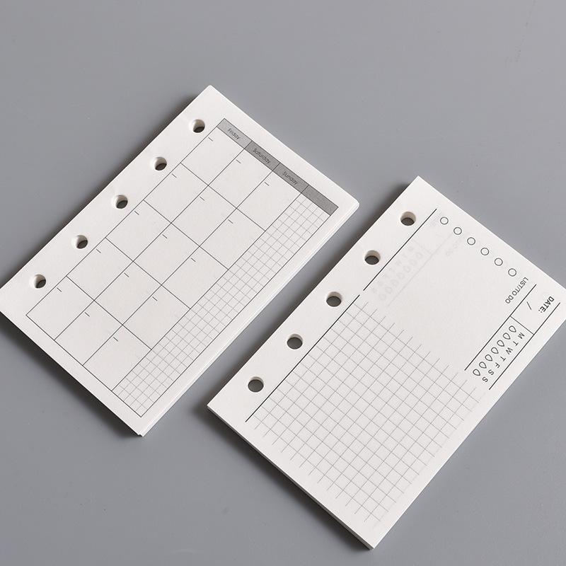 Внутренний лист блокнота M5 Пустая вертикальная линия квадратного блока A8 и Недельный план Одна страница в день для отметок