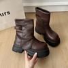 Коричневые антикварные ботинки Мартин на толстой подошве женские 2025 новые весенне-осенние одинарные ботинки в британском стиле ботинки-трубы женские ботинки короткие ботинки