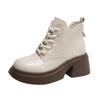Fashion Shoes for Women 2024 Brand Lace Up Women's Boots Outdoor Modern Boots Women Round Toe Platform Square Heel Side Zip Shoes Female