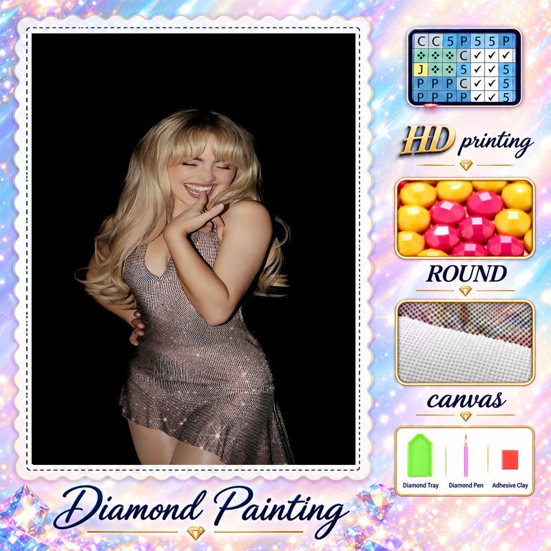 Sabrina Carpenter Diamond Painting Kit 5D Full Drill DIY Diamond Mosaic Wall Art Home Decor