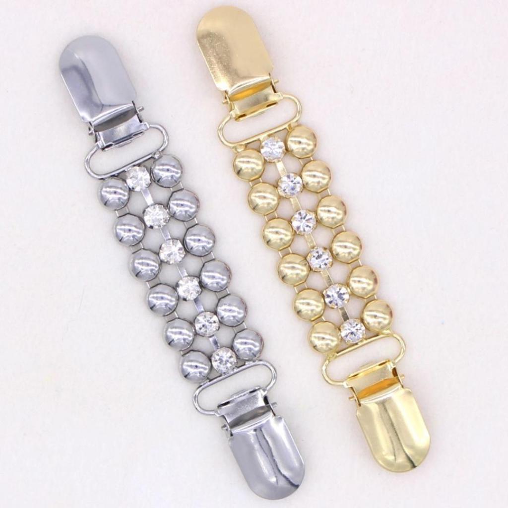 Rhinestone Chain Women's No Buttons Shirt Sweater Cardigan Clip Clamp Decor