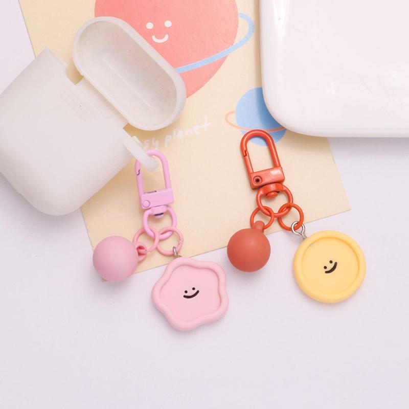 Cute Smiling Face Resin Keychain Heart Flower Cloud Bag Pendant DIY Accessories Candy Color Key Chains Decoration Jewelry