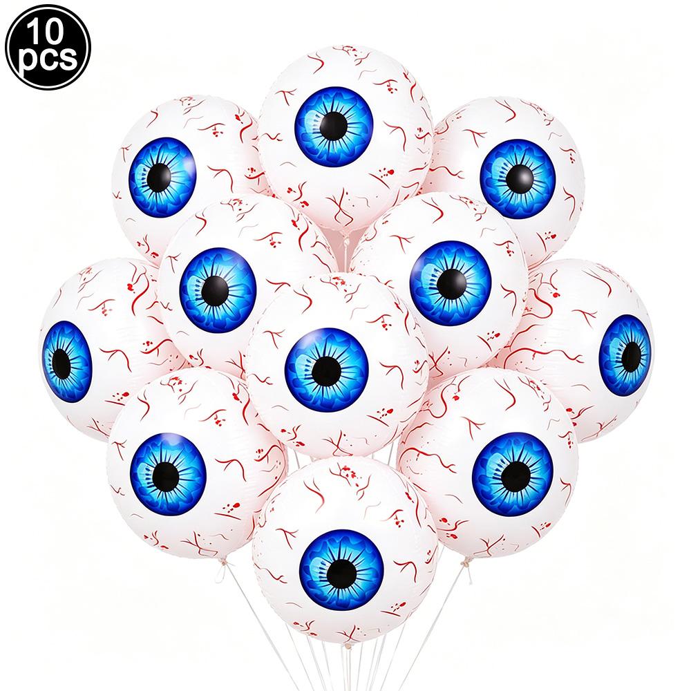 10pcs Terrifying Blood Eye Inflatable Aluminum Foil Balloon 5 Colors Eye Balloon Happy Halloween Party Decoration Supplies Gifts