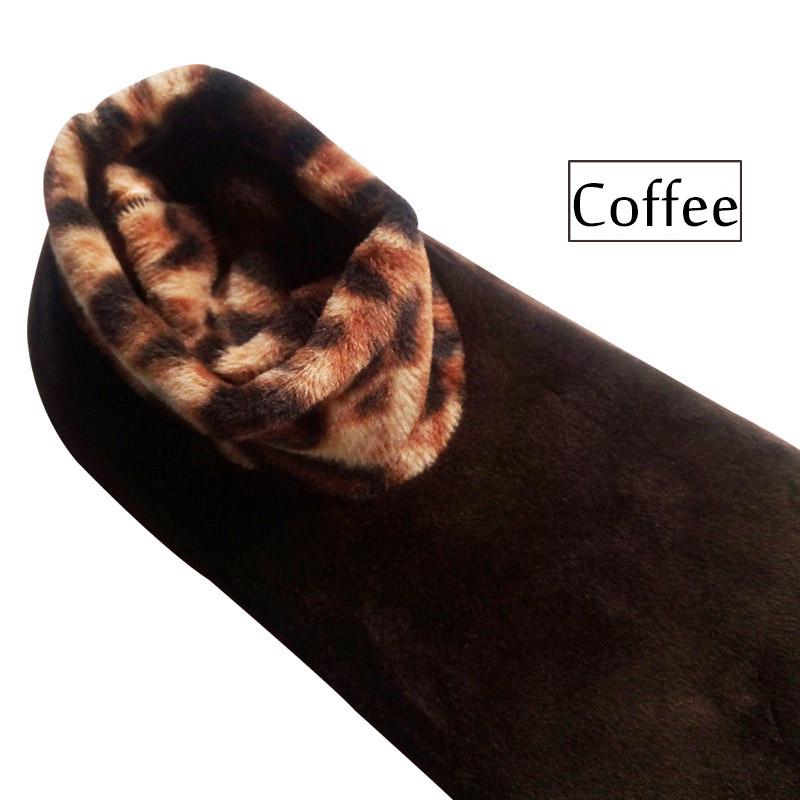 Зимние коралловые бархатные противоскользящие бахилы с леопардовым принтом, домашние теплые эластичные носки-тахо