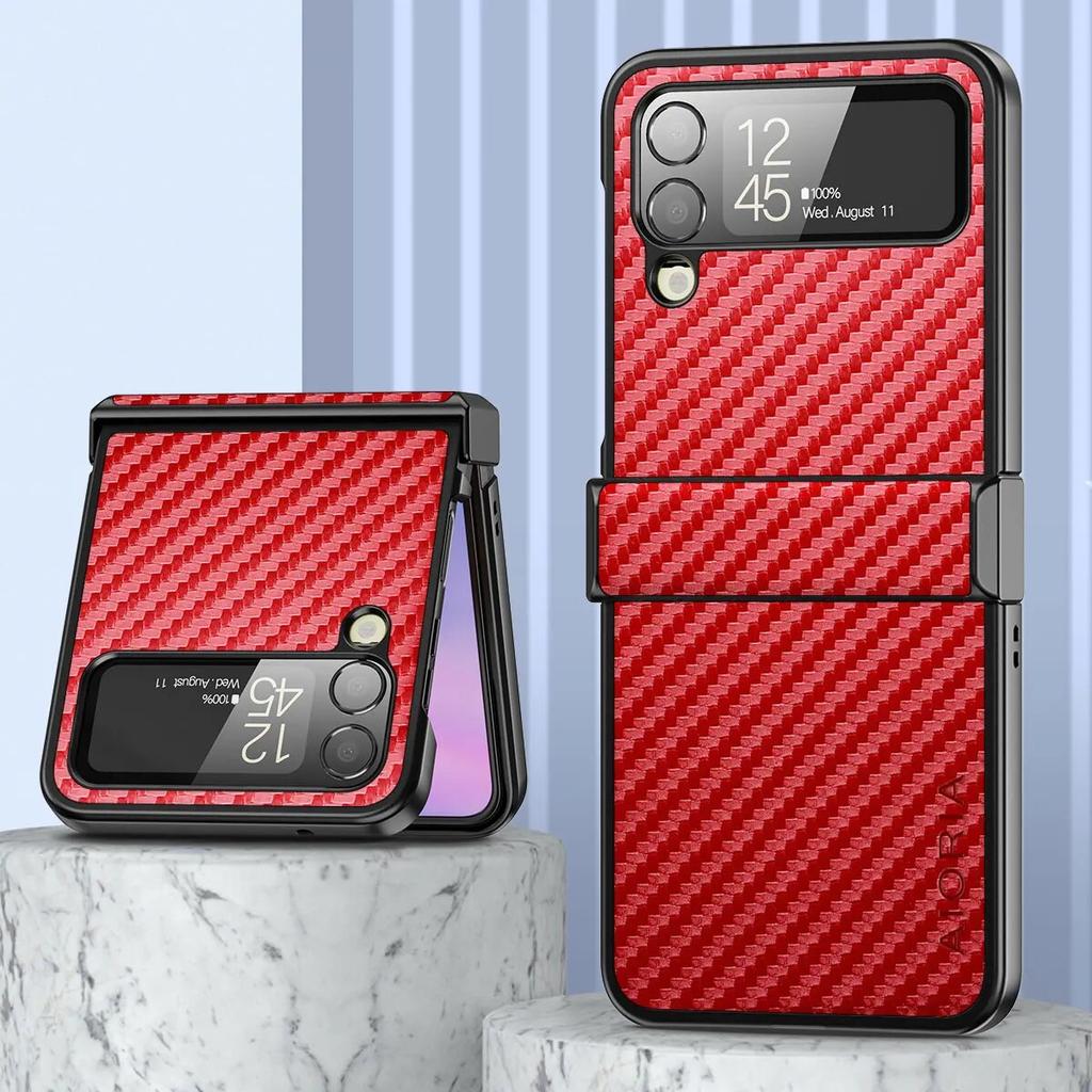 Противоударный тонкий чехол из углеродного волокна для Samsung Galaxy Z Flip 4 5G Z Flip4, нескользящий защитный чехол для всего тела, чехол для телефона Funda