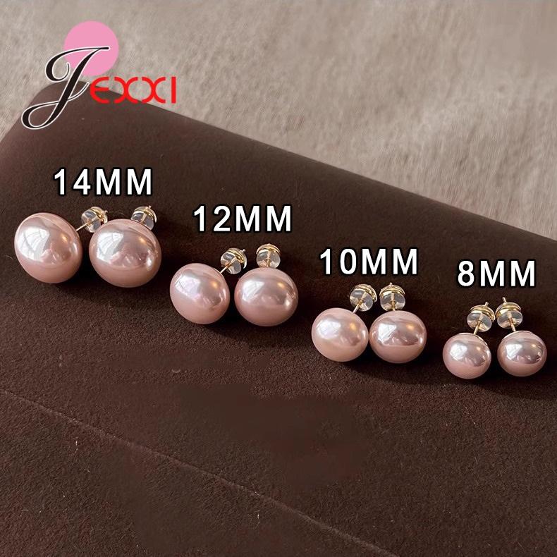 Genuine 925 Sterling Silver Round Pearl Stud Earring For Women Girls Wedding Birthday Cartilage Helix Tragus Ear Jewelry Gift