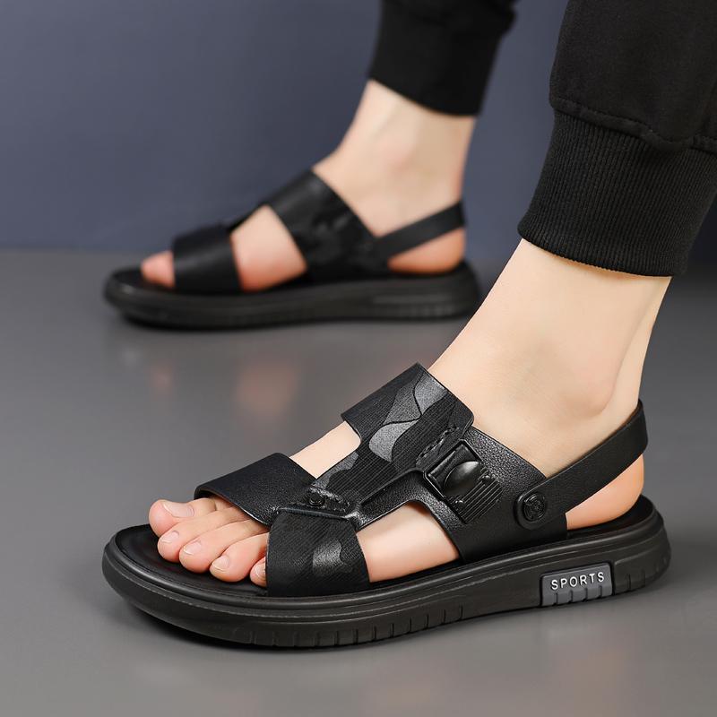 Fashion2024 Genuine Leather Sandals Men Soft Comfortable Summer Sandals Open Shoes Non Slip Outdoor Beach Sandal Fashion Men's Sandal