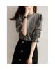2026 Spring/Summer New Five Sleeve Elegant and Versatile Top Lazy and Versatile Look Thin Checkered Shirt for Women