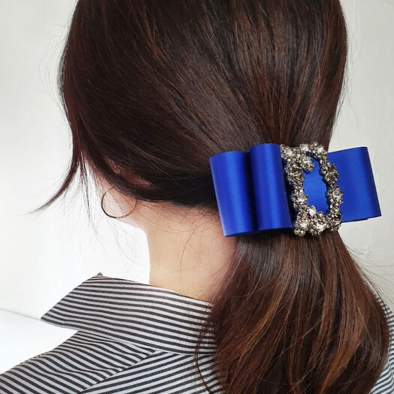 RACOHA Square Splendid Big Ribbon Hairpin_Blue