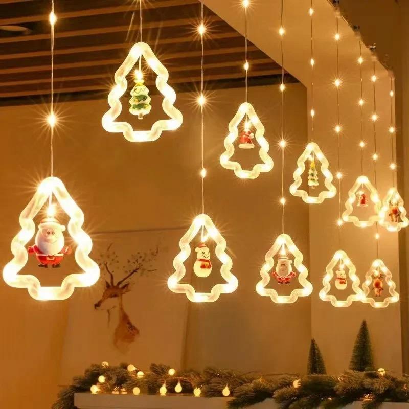 Christmas Ring Curtain Light Leather Thread Creative Pendant LED Light String Holiday Bedroom Atmosphere Christmas Curtain Light