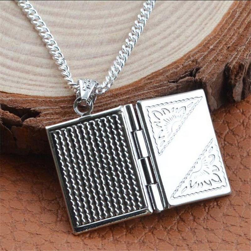 Women Men Silver Color Book Box Photo Locket Pendant Jewelry Without Chain For Friends Wholesal R6A5
