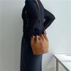 Bucket Bag Logo Pull Rope Pleated Messenger Bag Women's Niche Design Textured Shoulder Bag