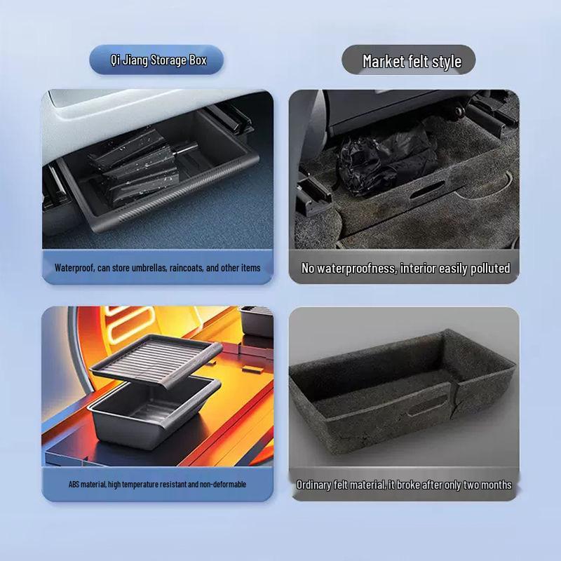 Tesla Model Y Under-Seat Storage Box: Rear Organizer & Car Interior Accessory