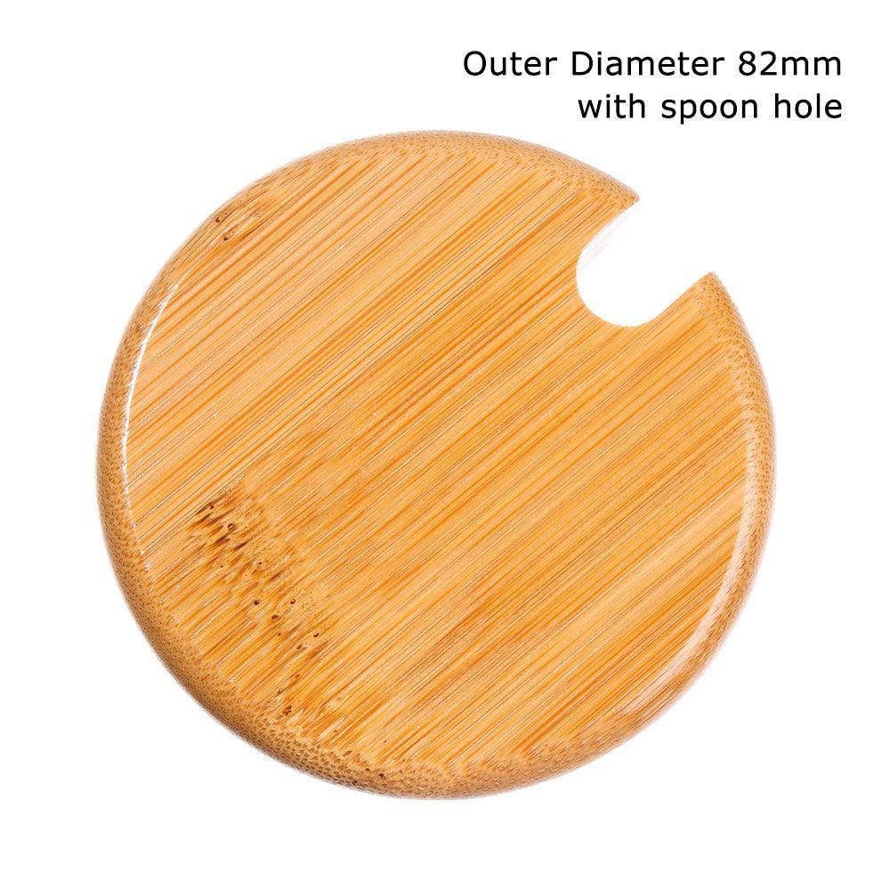 Wood Wide Mouth Can Mason Jar Cap Mug Cover Wooden Lids Lid With Spoon Hole Seasoning Bottle Caps