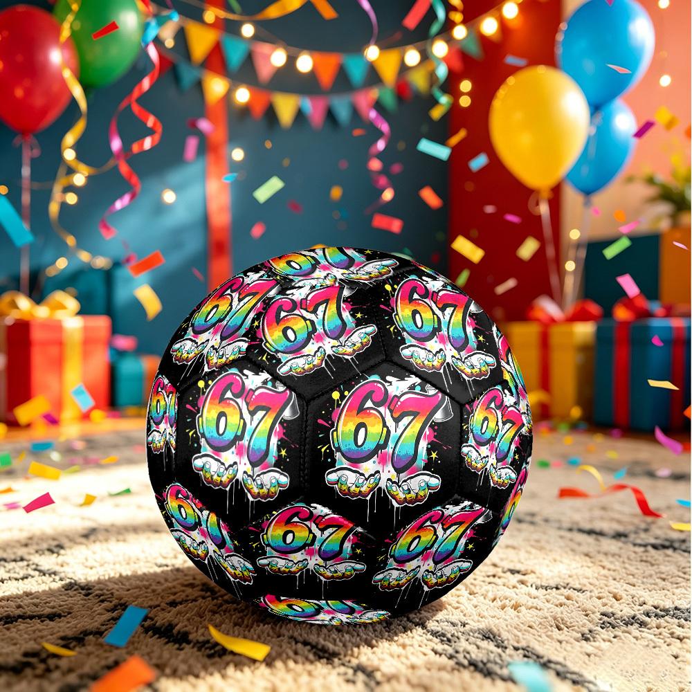 1pc Graffiti Art Theme Soccer Ball Football, Size 5, Lightweight PVC, Outdoor Training Soccer Ball,Gift c6555