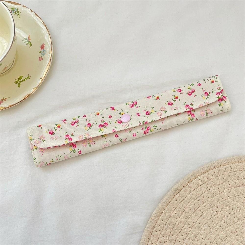 Floral Plaid Spliced Tableware Storage Bag Utensil Pouch Chopsticks Spoon Storage