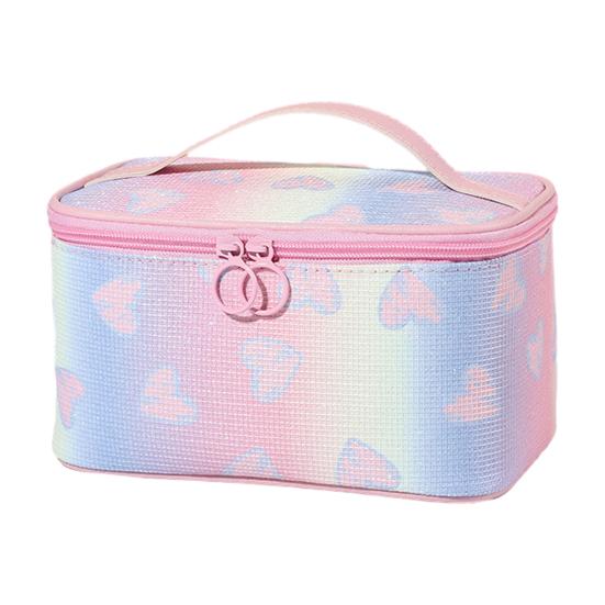 Makeup Bag Zipper Closure Waterproof Large Capacity Travel Toiletry Bag Heart Pattern Makeup Organizer Case