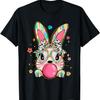 Rabbit Bunny Blowing Bubble Gum Easter Day Coquette Bow T-Shirt